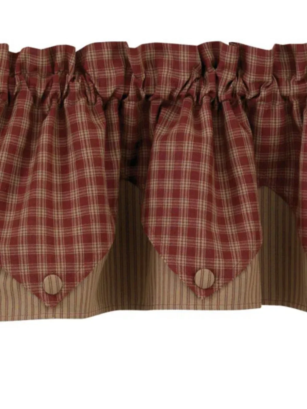 Sturbridge Point Valance in Wine Plaid/Stripe 72x15 Lined, New, Still in Package